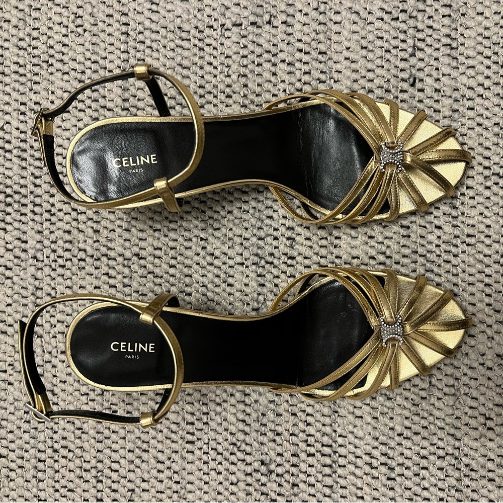 Celine Triomphe Sandal in Gold (39)